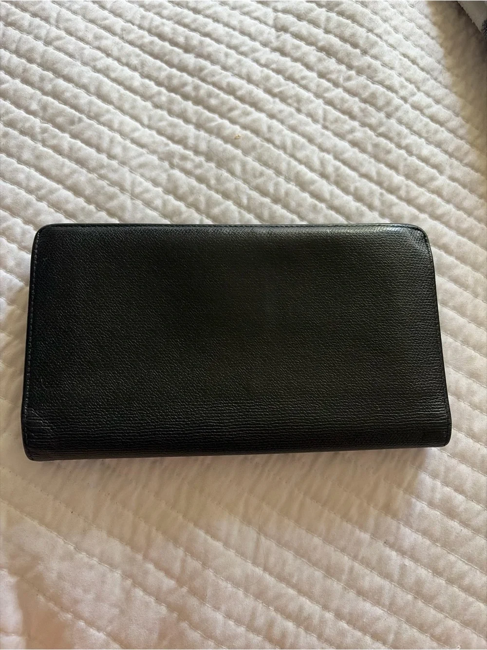 CHANEL Black Leather Continental Card Holder with Gold CC Button